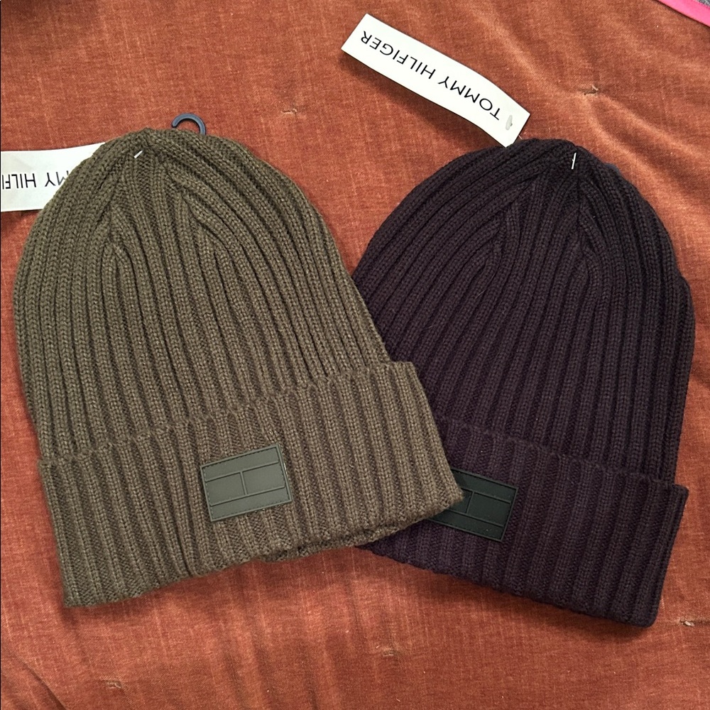 Tommy Hilfiger Olive and Black Knit Beanies